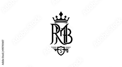 Elegant Royal Monogram Logo with Crown and Shield Design