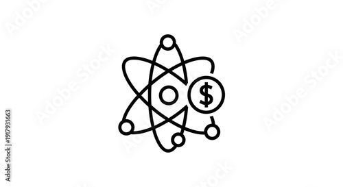 Financial Science Concept: Atom with Dollar Sign Icon for Investment and Research