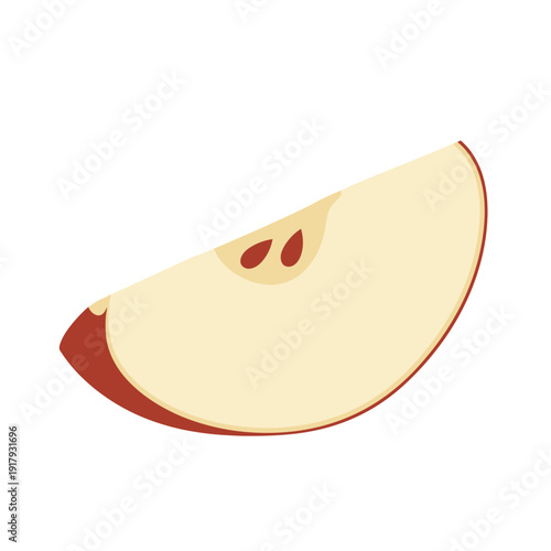 "A detailed illustration of a sliced apple showcasing its vibrant red skin and creamy interior, representing healthy eating and fresh produce. Concept of Religion, Easter, religious symbols."