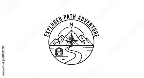 Minimalist Mountain Adventure Explorer Path Logo Design