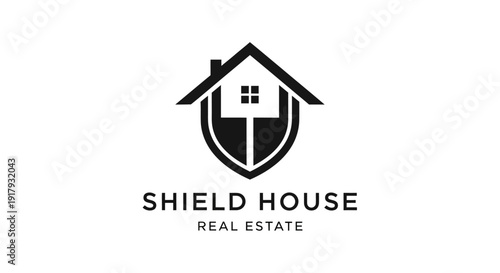 Modern House Shield Logo for Real Estate and Home Security Businesses