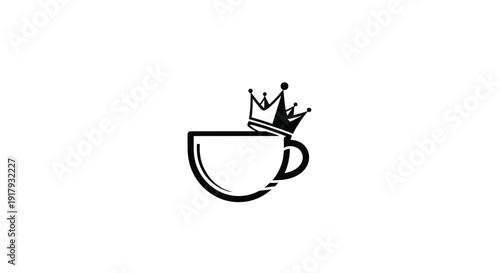 Premium Coffee Cup with Crown Icon Minimalist Beverage Symbol