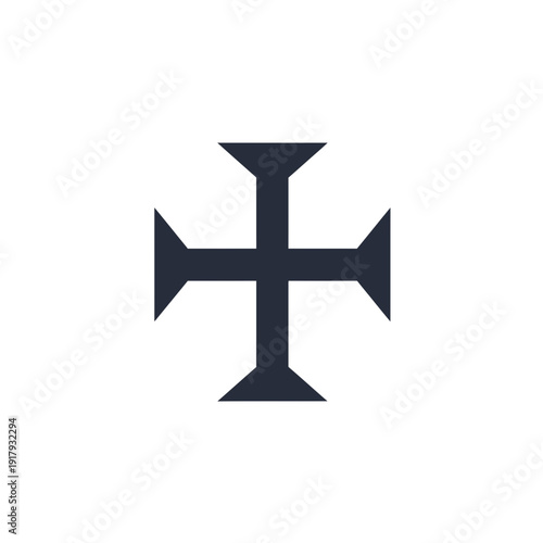 "A bold black Crusader Cross symbolizing faith and heritage in a minimalist design, representing the theme of religion, Easter, and religious symbols."