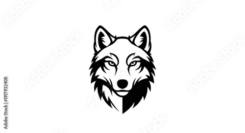 Stylized Wolf Head Vector Illustration - Wild Animal Mascot Logo Design
