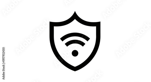 Wireless Network Security Shield Icon for Internet Protection
