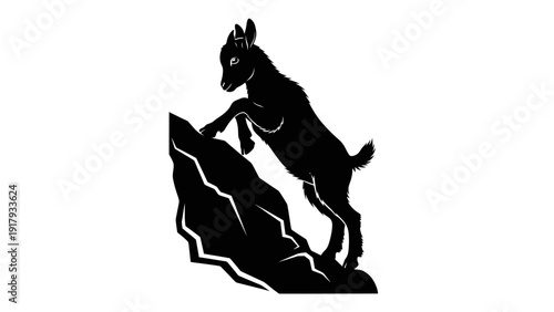  An Adventurous Caprine Kid Agilely Climbing a Rocky Mediterranean Outcrop. transparent.