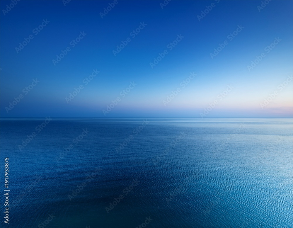 Fototapeta premium minimalist seascape with smooth blue gradient sky at dusk