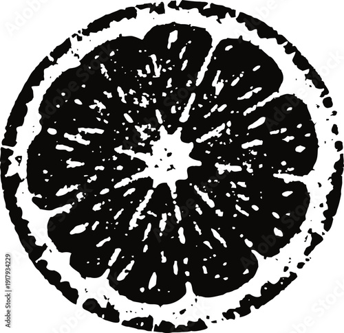 Black and white grapefruit slice silhouette citrus fruit segment vector illustration fresh tropical fruit design