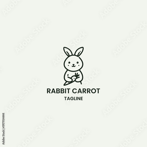 Rabbit carrot logo template vector illustration design