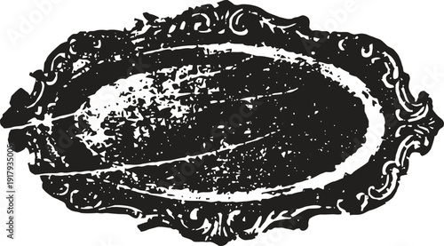 Vintage ornate oval frame with distressed texture and decorative border design