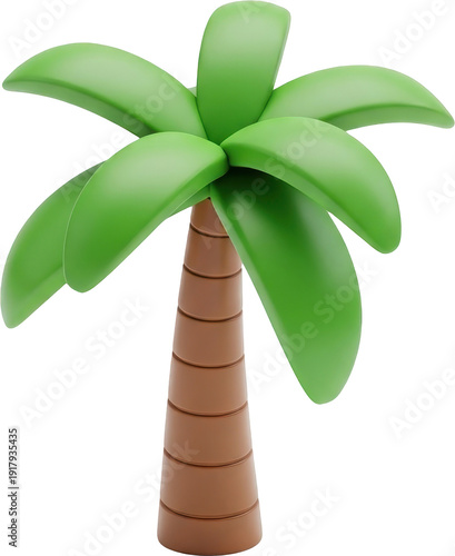 Minimalist 3D Green Palm Tree