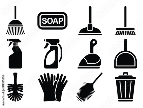 Collection of Cleaning Tools and Supplies