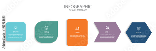 Creative concept for infographic with 5 steps, options, parts or processes.. Can be used for workflow layout, diagram, annual report, info, web design. 