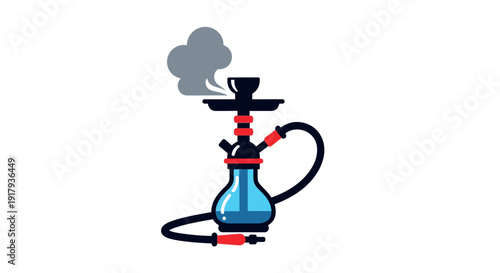 Hookah Vector Illustration, Flat Design, Smoking Culture, Relaxation, Shisha Lounge