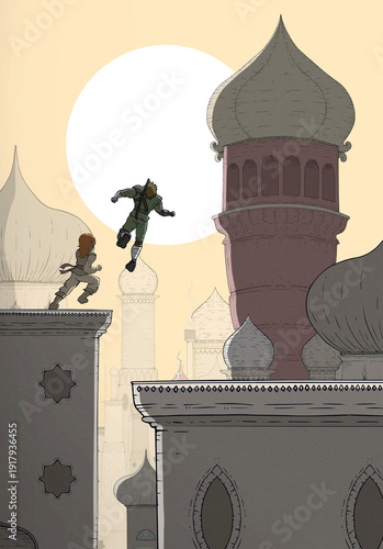 Escape scene illustration