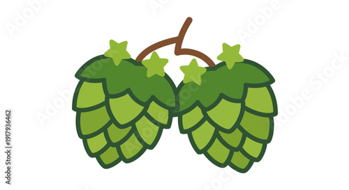 Hops Vector Illustration, Flat Design, for Beer, Brewing, Craft, and Beverage Industry