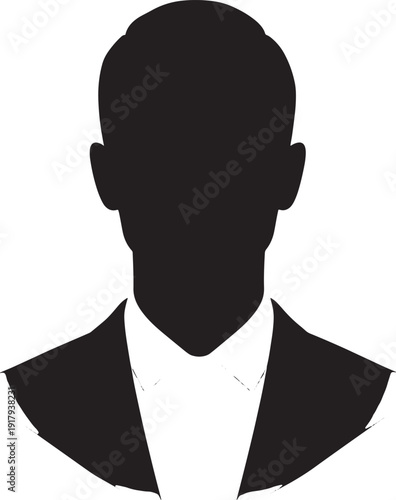 Man in suit and tie silhouette isolated on white background