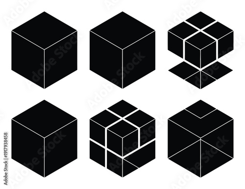 Geometric Cube Transformations: From Solid to Deconstructed and Reassembled