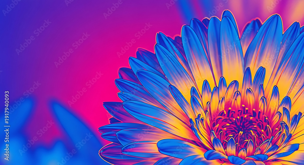 Obraz premium A vibrant and colorful closeup of a flower with blue and yellow petals