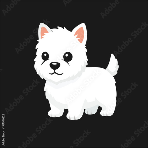 Cute West Highland White Terrier cartoon dog vector illustration isolated on white background