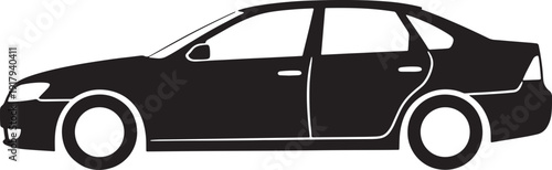 Side view of a modern sedan car in black color