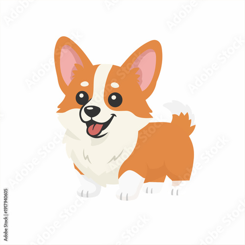 Cute Welsh Corgi cartoon dog vector illustration isolated on white background