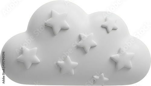 Soft White 3D Cloud with Stars