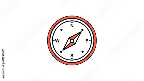 A stylized compass rose with a red frame, black detailing and a white background Free Download A stylized compass rose with a red frame, black detailing and a white background - GFXLoad