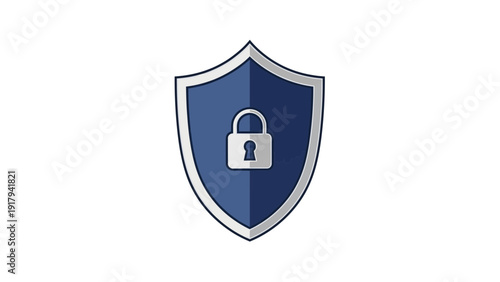 Professional Badge Style Security Icon with a Stylized Shield and Lock. transparent.