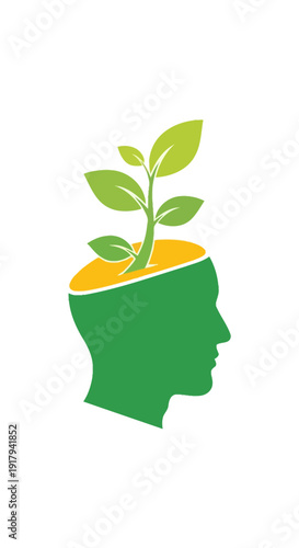 Professional Vector Icon Symbolizing Personal Growth with Constructive Plant.