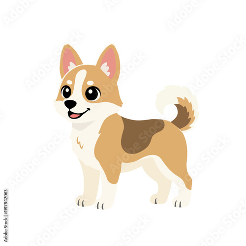 Cute Canaan Dog cartoon vector illustration isolated on white background