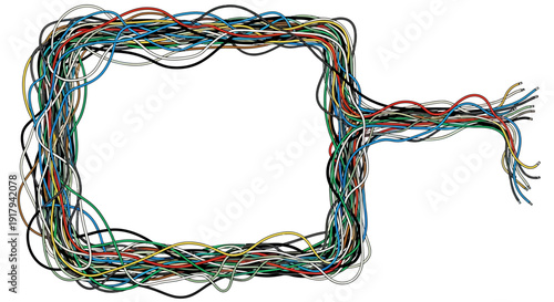 Tangled Multicolored Wires Frame.
