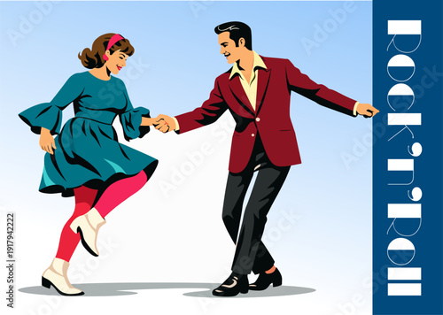 069-17-Young couple dancing swing together with a rockabilly style