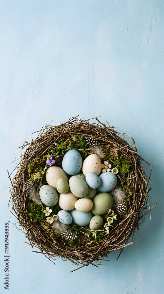 Fototapeta premium Easter nest with eggs