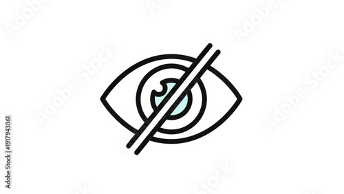 A graphic icon of an eye with a line crossing it out, symbolizing loss of sight