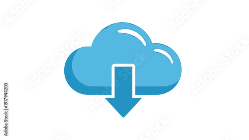 Photos A stylized blue cloud icon with a downwards-pointing arrow, implying data transf