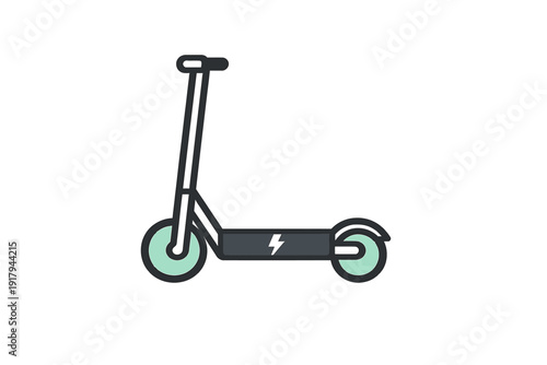 Electric scooter illustration on a clean white background viewed from the side