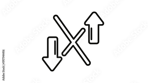 Black outline icon showing an arrow up, down, and a crossed-out symbol