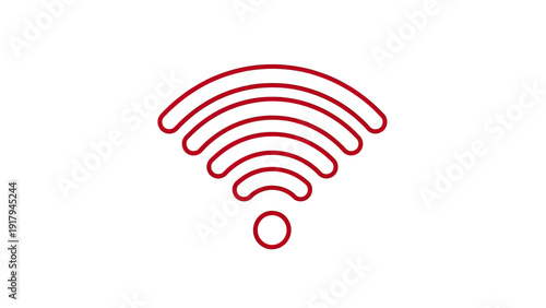 Red wifi icon with a tiered, arching design, on a pure white background