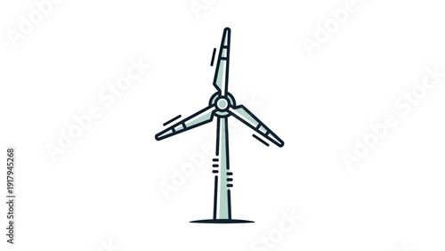 Stylized illustration of a wind turbine, isolated on white