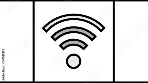 A digital symbol of connection, radiating from a central point. Framed with thick black lines