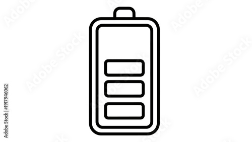 Outline of a battery with three internal levels showing partial charge