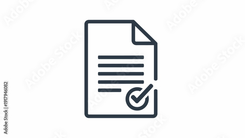 A document icon with text lines and a checkmark inside a circle
