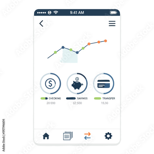 Mobile Banking App Interface with Financial Data
