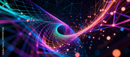 Vector illustration VFX effects are an instant cut of space with a time effect, where lines and points bend and glow.