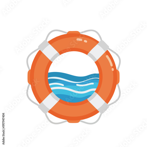 Orange Lifebuoy with Water Inside