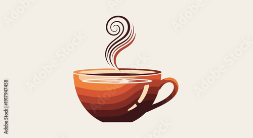 Steaming Coffee Cup with Swirling Aroma - Warm Beverage Icon