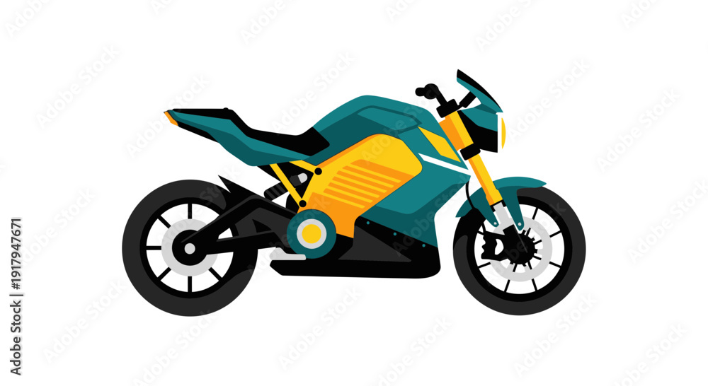 Fototapeta premium Modern Electric Motorcycle on White Background
