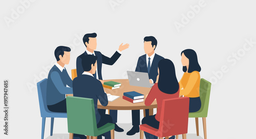 Business meeting around a table, teamwork, strategy, collaboration