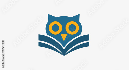 Wise Owl Reading Book Logo, Education and Knowledge Symbol